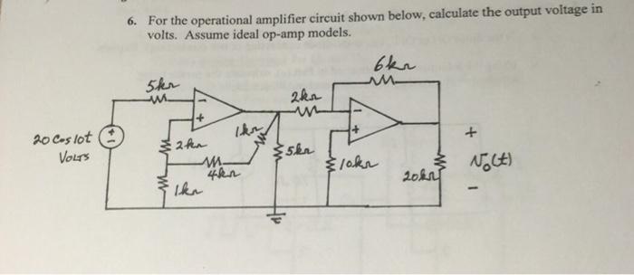 For the operational amplifier circuit shown below,