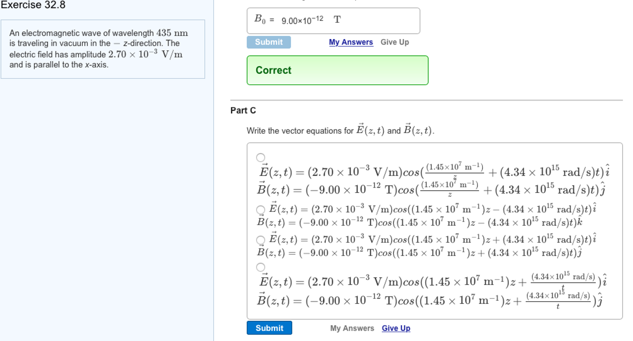 Solved An Electromagnetic Wave Of Wavelength 435 11m Is T Chegg Com