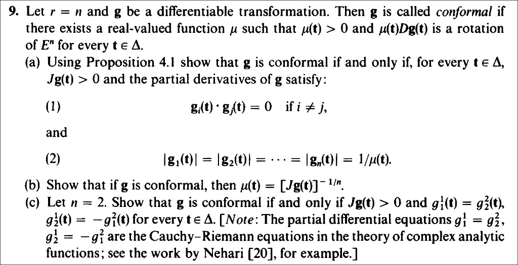 Solved 9 Let R N And G Be A Differentiable Transformat Chegg Com