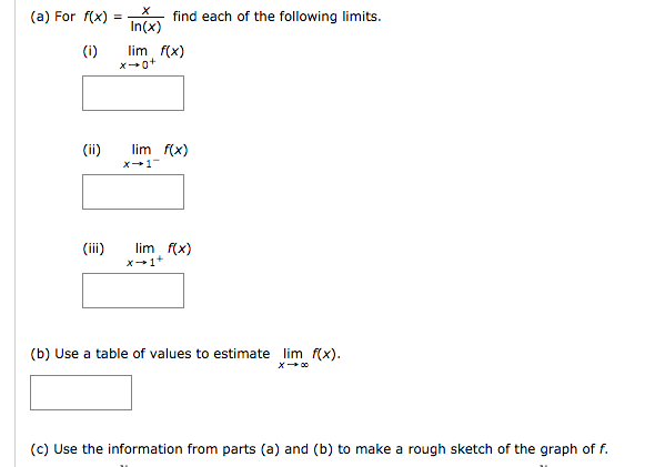 Solved For F X X Ln X Find Each Of The Following Limits Chegg Com