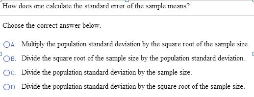 Solved How Does One Calculate The Standard Error Of The S