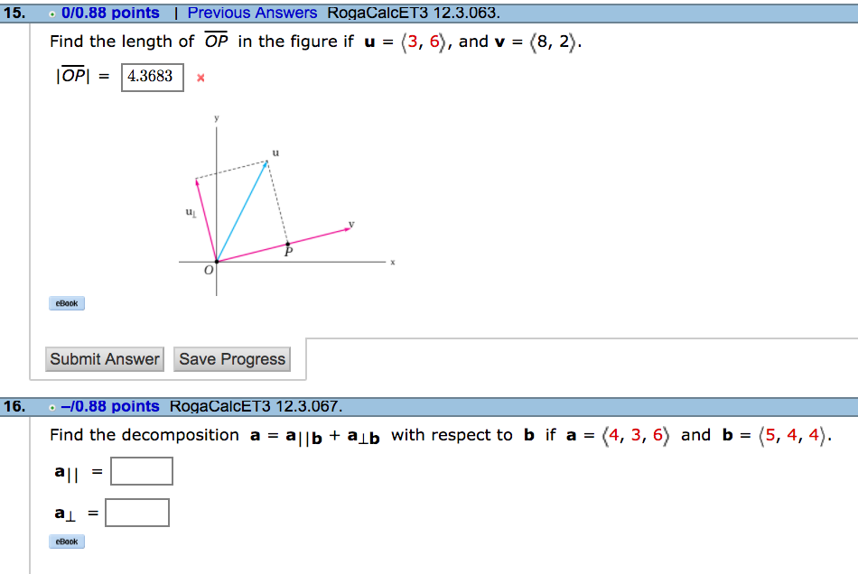 Find The Length Of Op In The Figure If U 3 6 Chegg Com