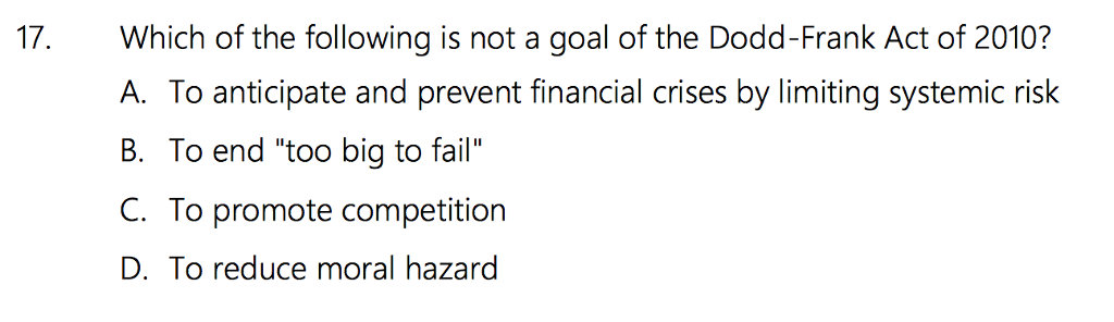 Solved: Which Of The Following Is Not A Goal Of The Dodd-F... | Chegg.com