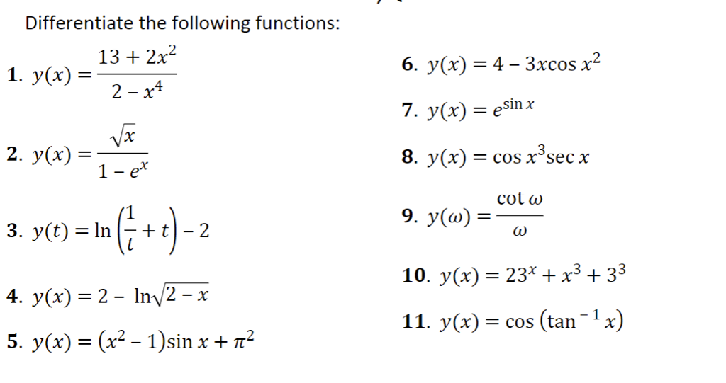 Differentiate The Following Functions 13 2x2 2 6 Chegg Com