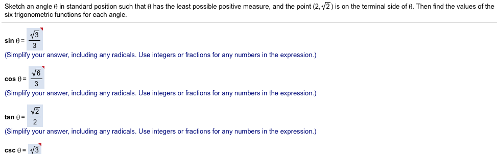 Solved Sketch An Angle O In Standard Position Such That E