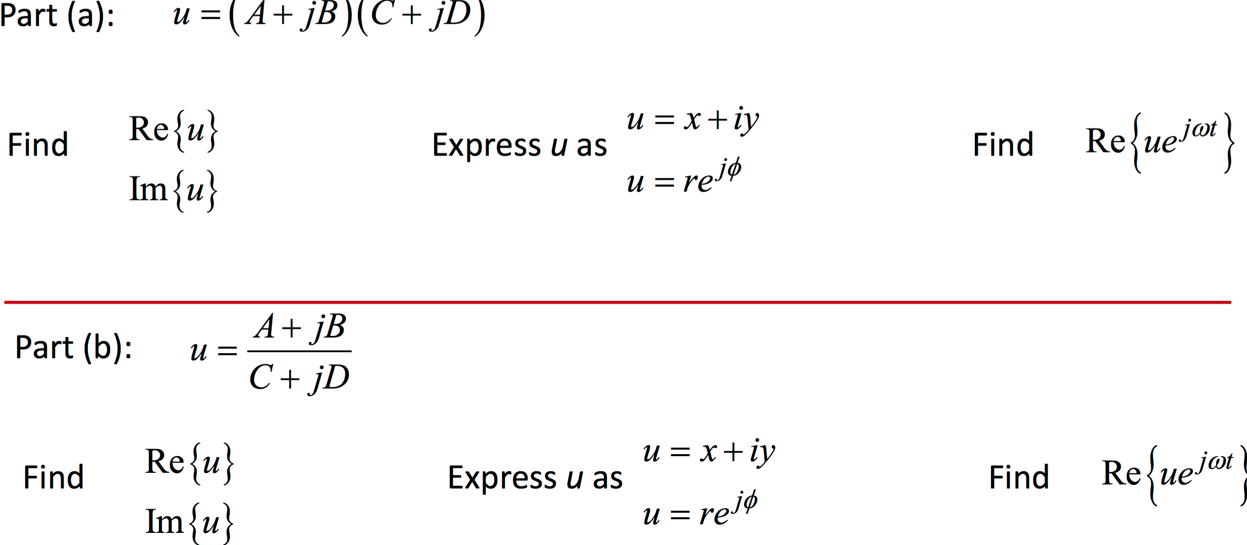 Solved U A Jb C Jd Find Re U Im U Express U As Chegg Com