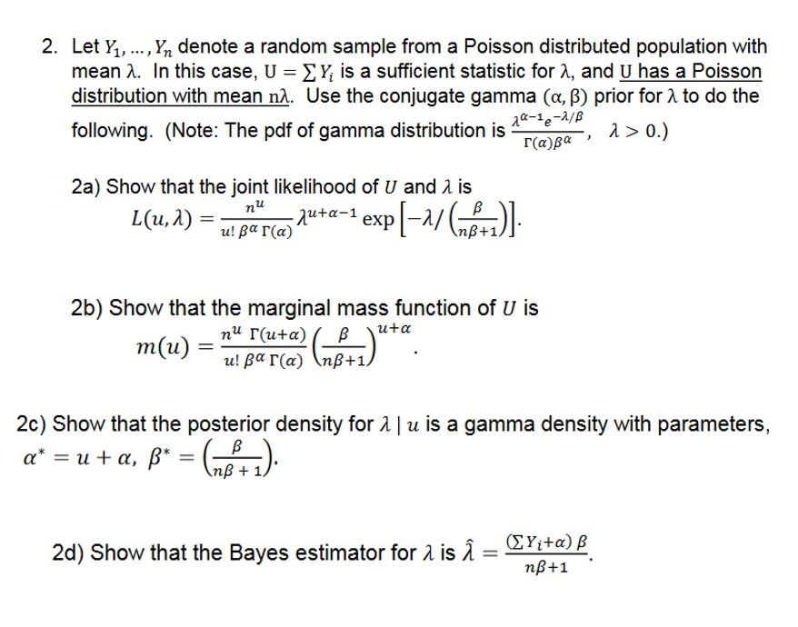 Let Y 1 Y N Denote A Random Sample From A Po Chegg Com