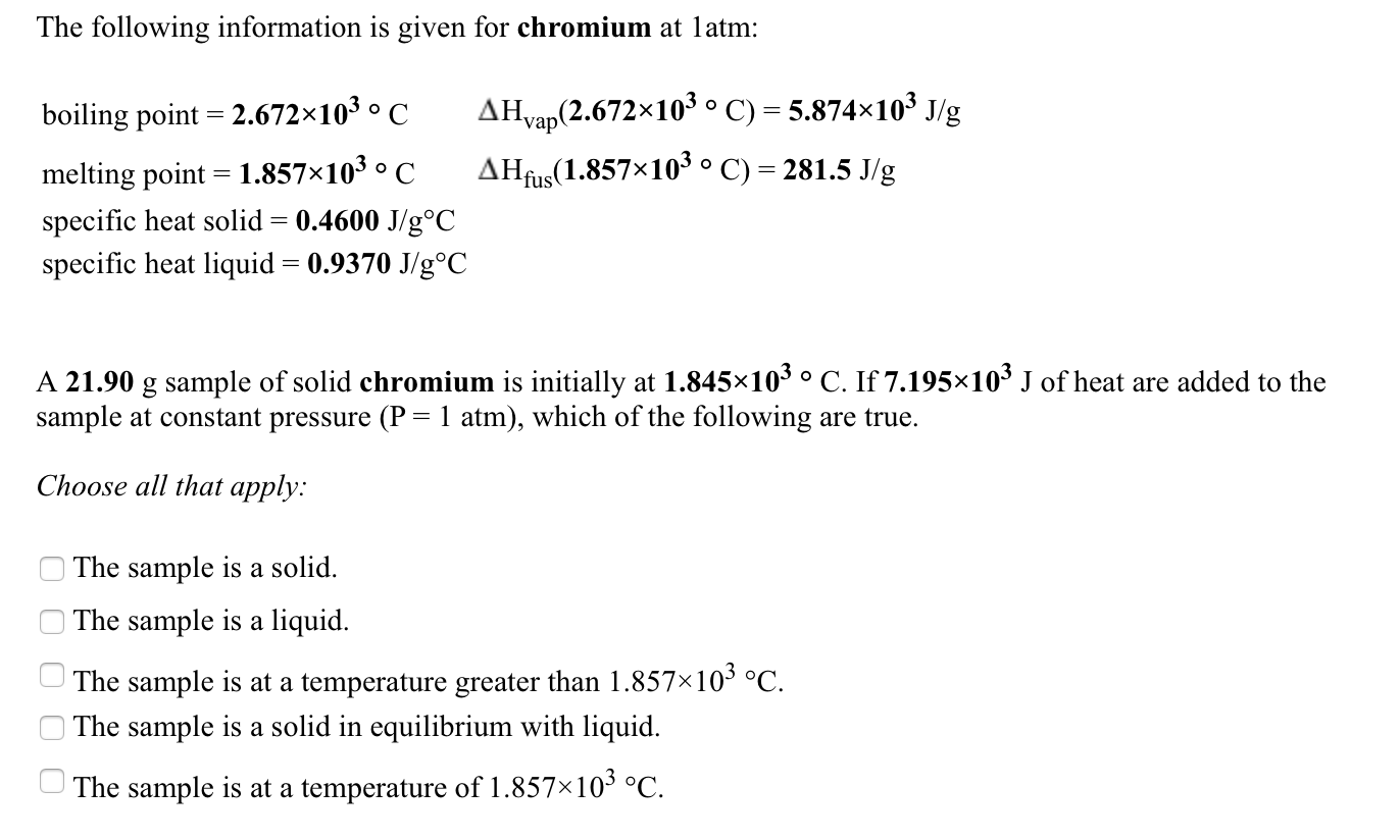 Solved The Following Information Is Given For Water At 1 Chegg Com