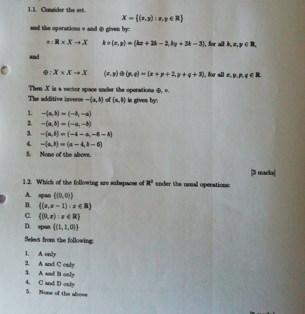 Solved 1 1 Consider The Set X Z Y Z Ye R And Th Chegg Com