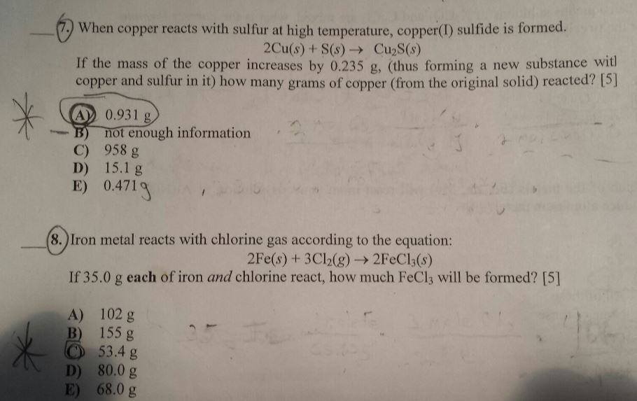 Solved When Copper Reacts With Sulfur At High Temperature
