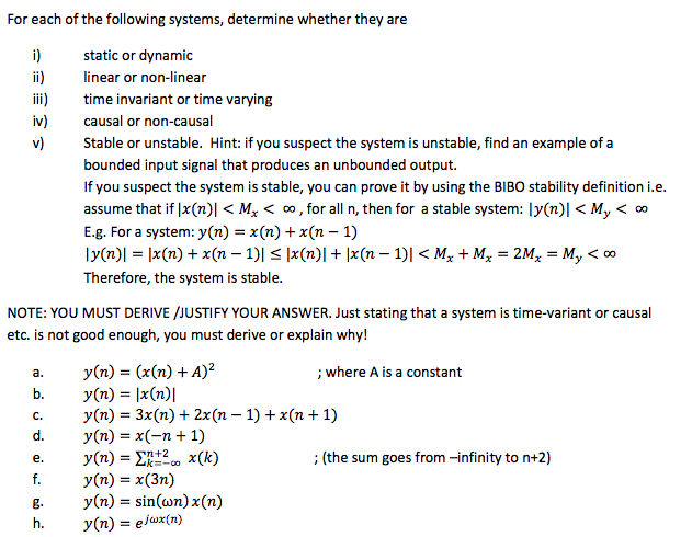 For Each Of The Following Systems Determine Whether Chegg Com