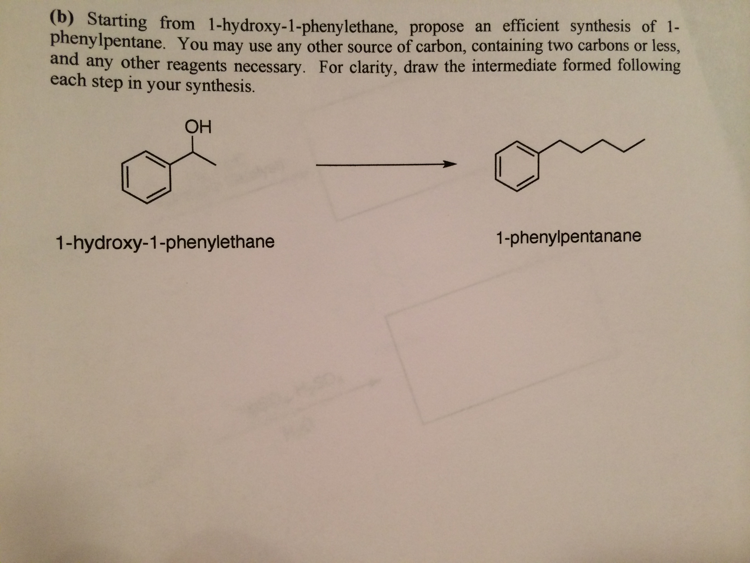 Prop From Starting (b) ... -phenylethane, Solved: I 1-hydroxy-