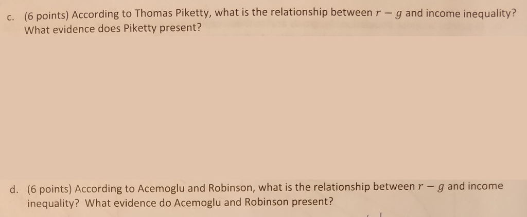 Solved: (6 Points) According To Thomas Piketty, What Is Th ...