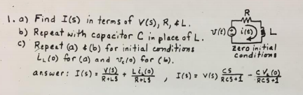 Solved Find I S In Terms Of V S R 4l B Repeat With Chegg Com