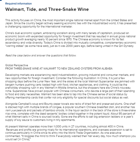 Solved Required Information Walmart Tide And Three Snak