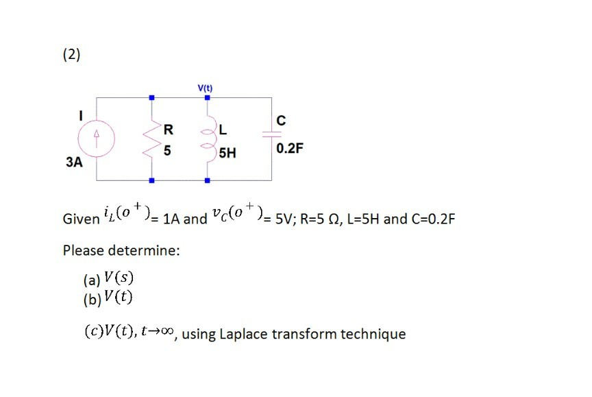 Solved V T 5h 0 2f 3a Given Il O 1a And Vc O 5v Chegg Com