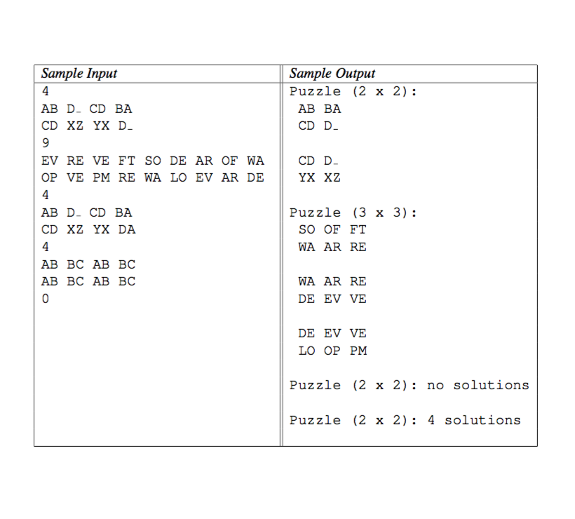 Example Puzzles and Solutions