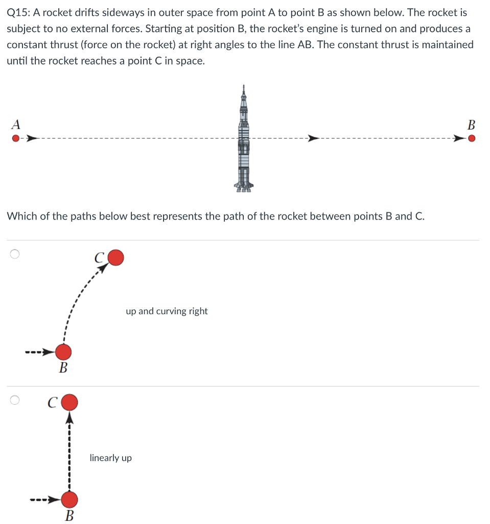 Solved Q15 A Rocket Drifts Sideways In Outer Space From