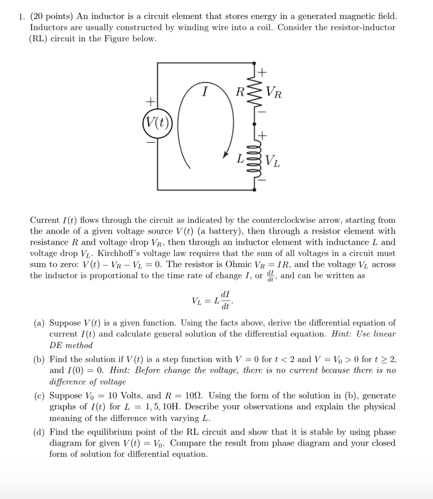 solved 1 (20 points) an inductor is a circuit element th types of inductors inductance of a coil of wire