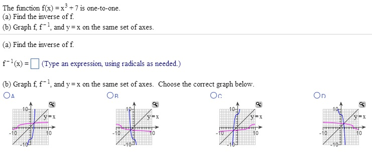 Solved The Function F X X 3 7 Is One To One A Fin Chegg Com