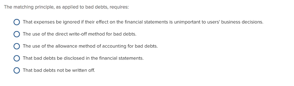 The Matching Principle, As Applied To Bad Debts, R