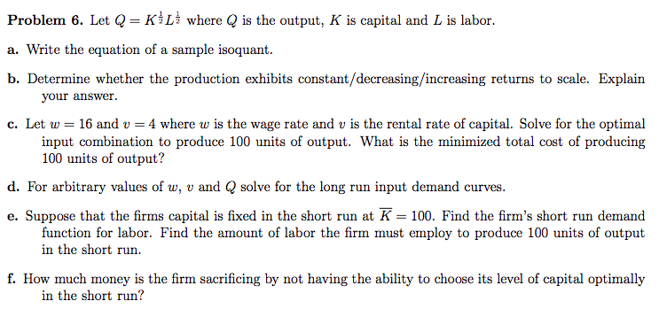 Solved Problem 6 Let Q Kl Where Q Is The Output K I Chegg Com