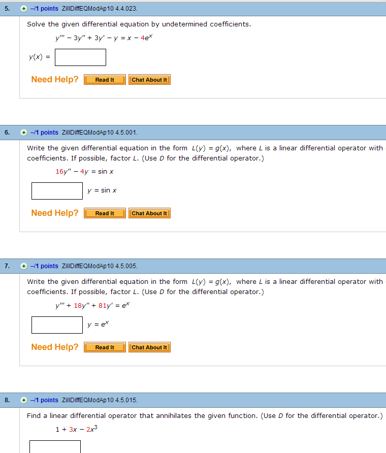 Solved Solve The Given Differential Equation By Undetermi Chegg Com