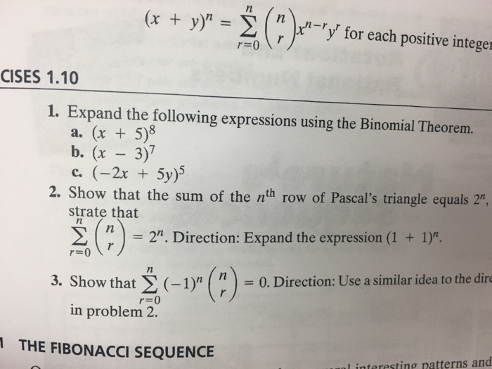 Solved Expand The Following Expressions Using The Binomia Chegg Com