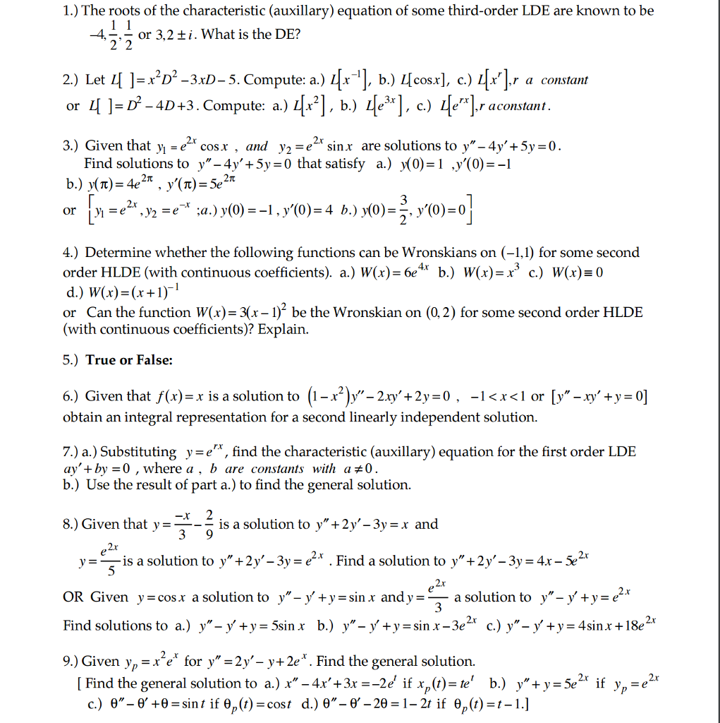 Solved The Roots Of The Characteristic Auxillary Equati Chegg Com