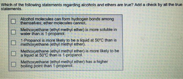 Solved Which Of The Following Statements Regarding Alcoho