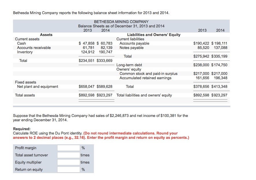 Suppose that the bethesda mining company had sales