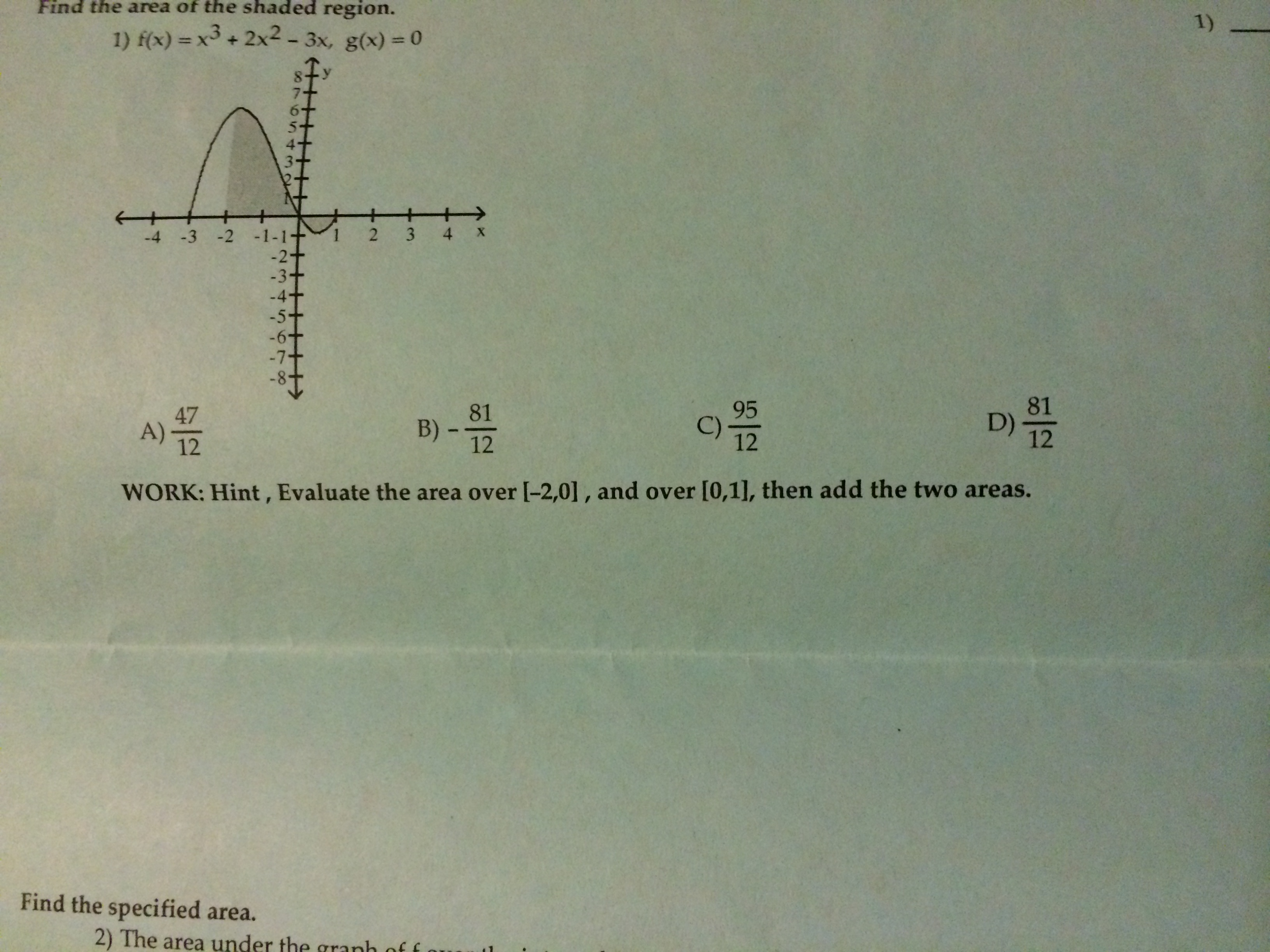 Solved Find The Area Of The Shaded Region 1 F X X 3 Chegg Com