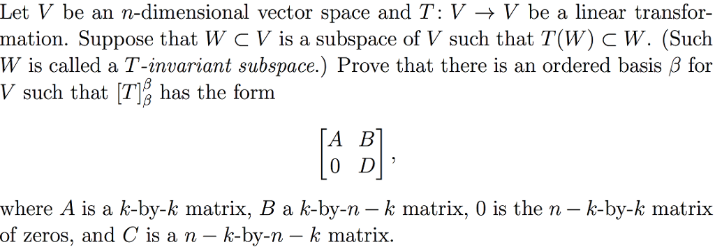 Solved Let V Be An N Dimensional Vector Space And T V Ri Chegg Com