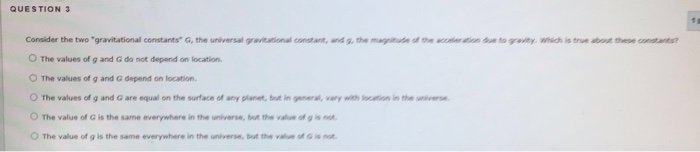 Solved Consider The Two Gravitational Constants G The U Chegg Com