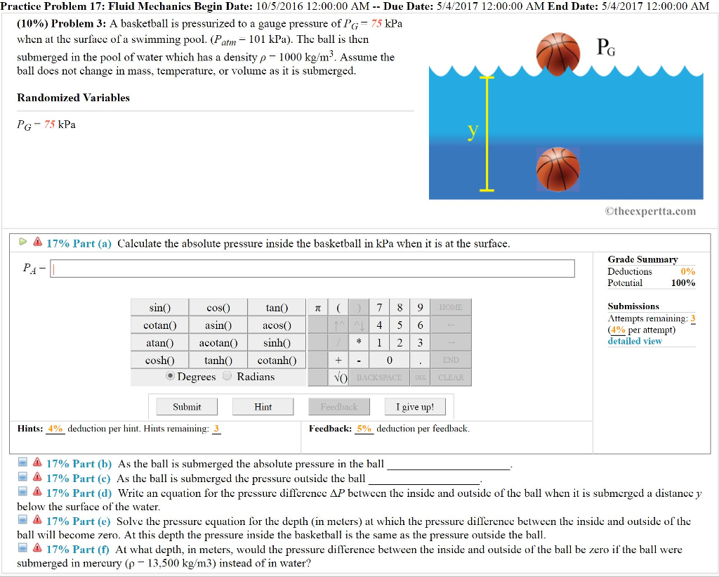 Solved: Practice Problem 17: Fluid Mechanics Begin Date: 1... | Chegg.com