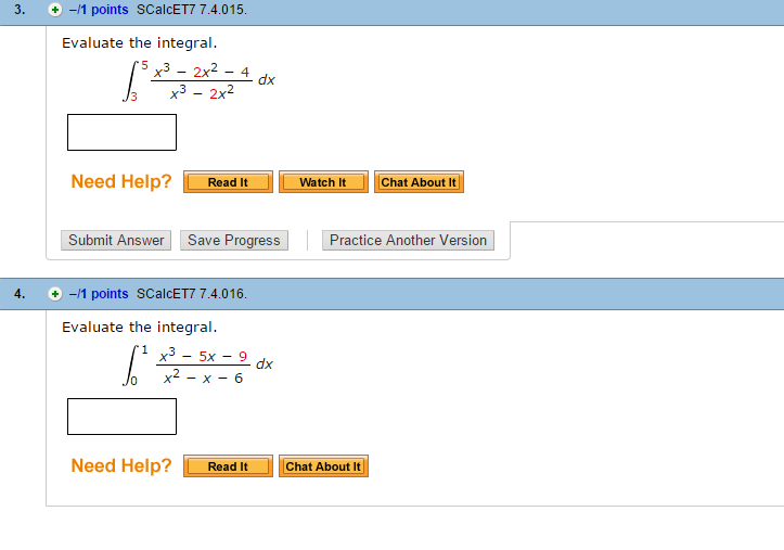 Solved Evaluate The Integral Integral 5 3 X 3 2x 2 Chegg Com