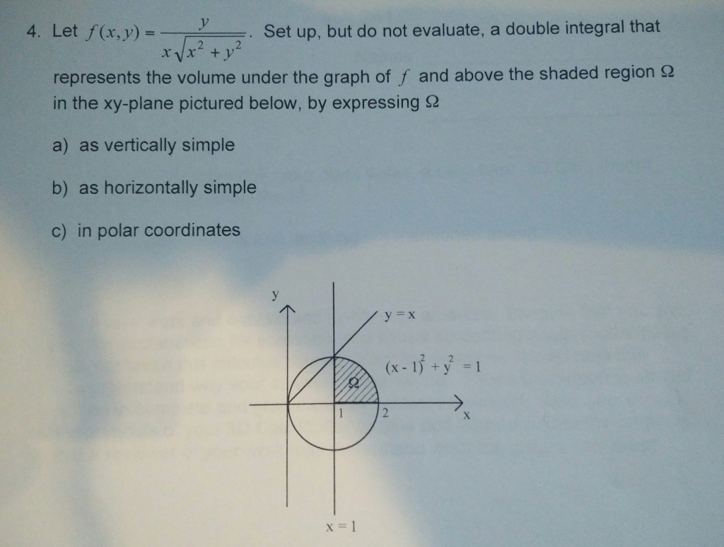 Solved Let F X Y Y X Sqrt X2 Y2 Set Up But Do Not Chegg Com