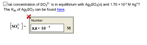 At Concentration Of So3 2 Is In Equilibrium With Chegg 