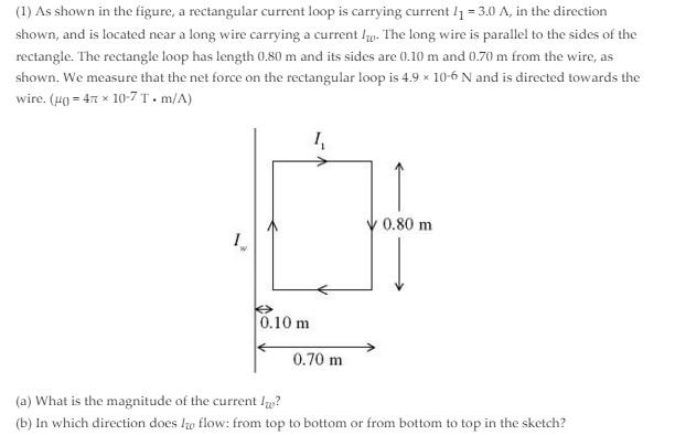 As shown in the figure, a rectangular current loop