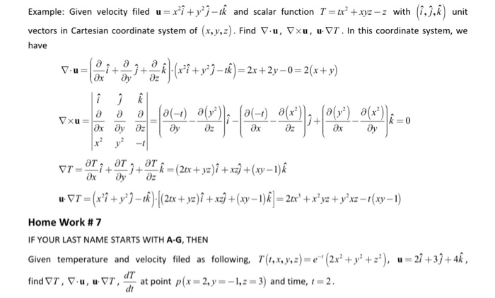 Solved Given Velocity Filed U X 2 Cap I Y 2 Cap J T Chegg Com