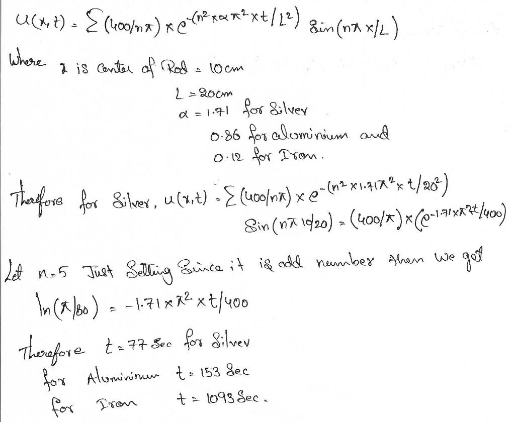 Let A Metallic Rod 20 Cm In Length Be Heated To A Uniform Temperature Of 100c Suppose That At T0 The Ends Of The Bar Are Plunged Into An Ice Bath At Let A Metallic Rod 20 Cm In Length Be Heated To A Uniform Temperature Of 100c Suppose That At T0 The Ends Of The Bar Are Plunged Into An Ice Bath At