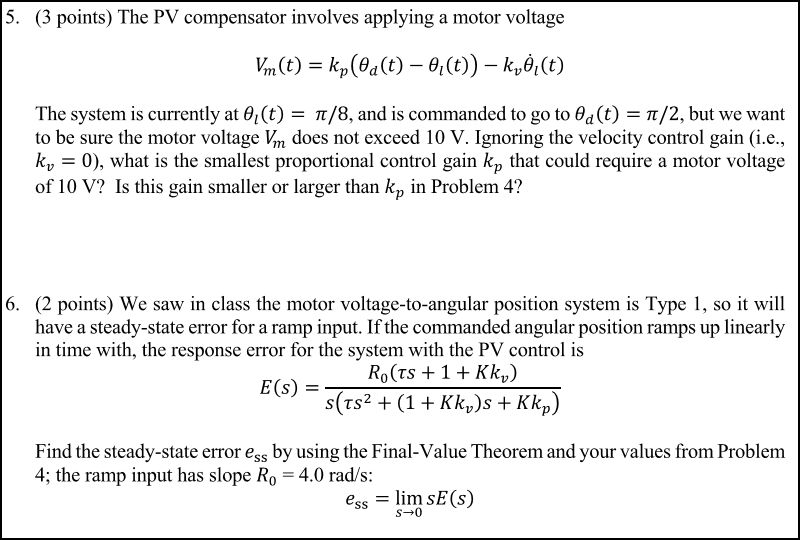 Solved The Pv Compensator Involves Applying A Motor Volta Chegg Com