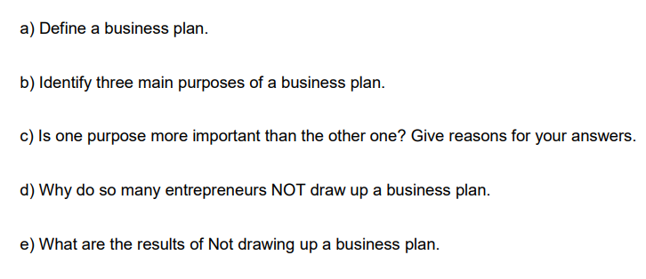 Plan purpose of business How to