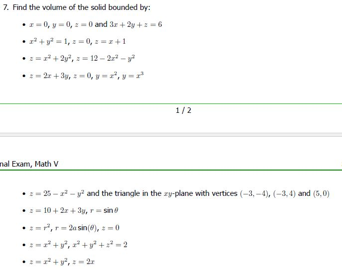 Find The Volume Of The Solid Bounded By X 0 Y Chegg Com