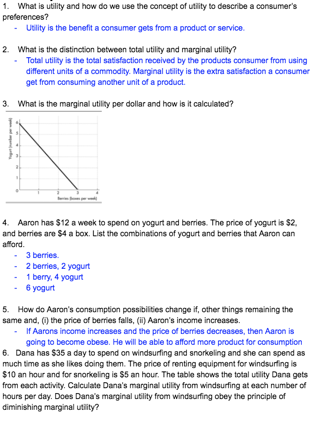 1 What Is Utility And How Do We Use The Concept Of Chegg Com