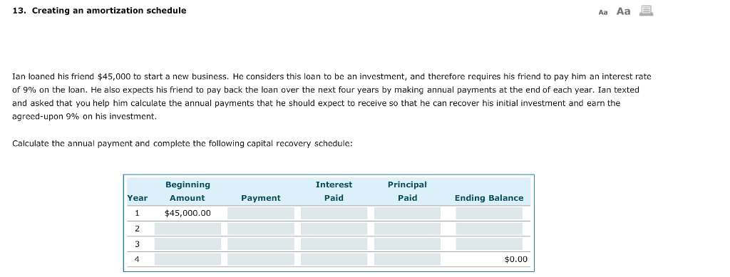 making an amortization schedule