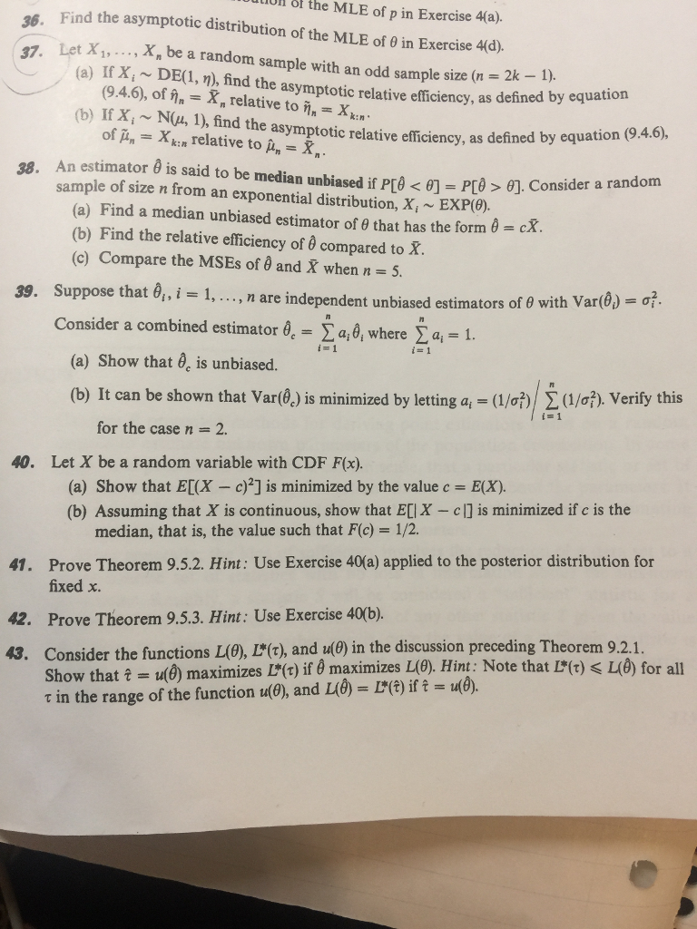 Solved Ul Of The Mle Of P In Exercise 4a Find The Asympt Chegg Com