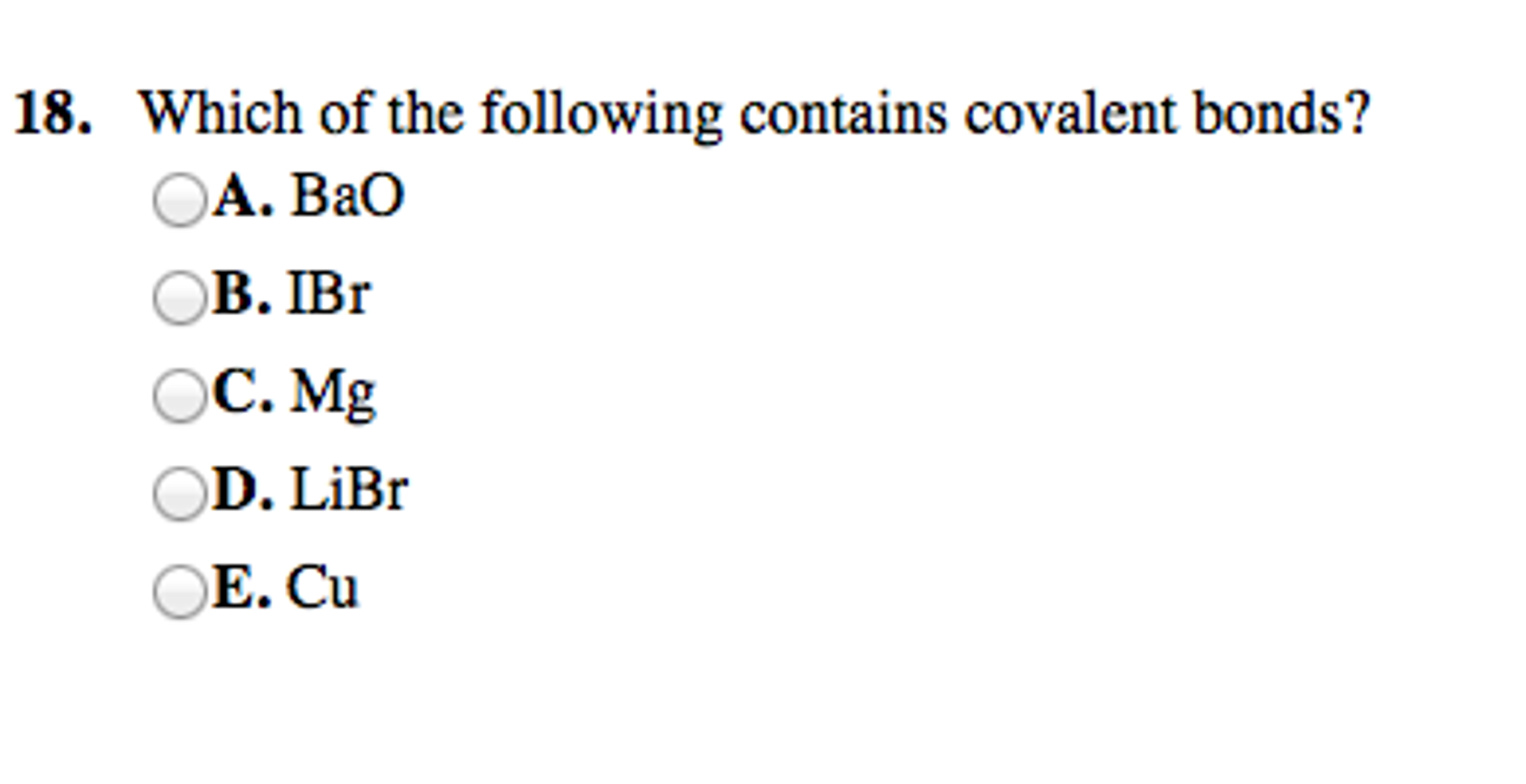 Solved Which Of The Following Contains Covalent Bonds? Ba
