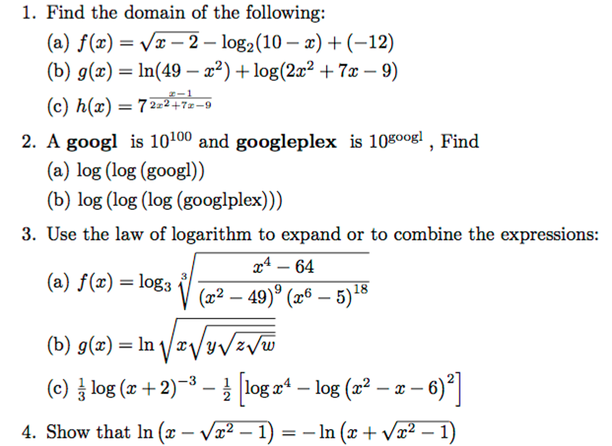 Find The Domain Of The Following F X Squareroot Chegg Com