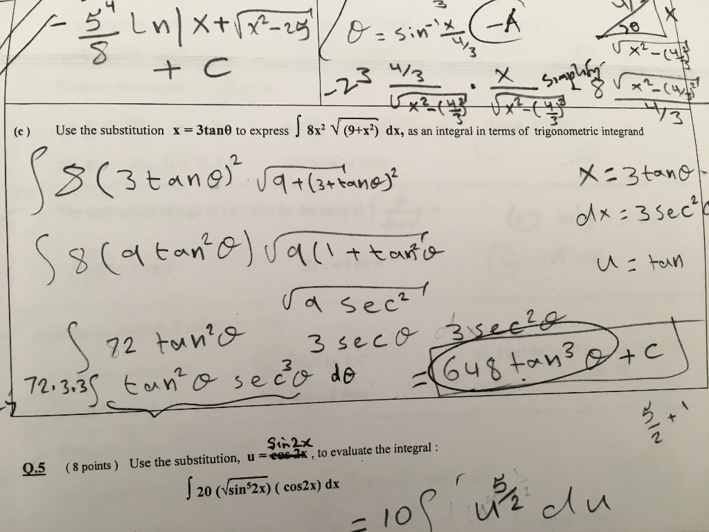 Use The Substitution X 3 Tan Theta To Express Chegg 